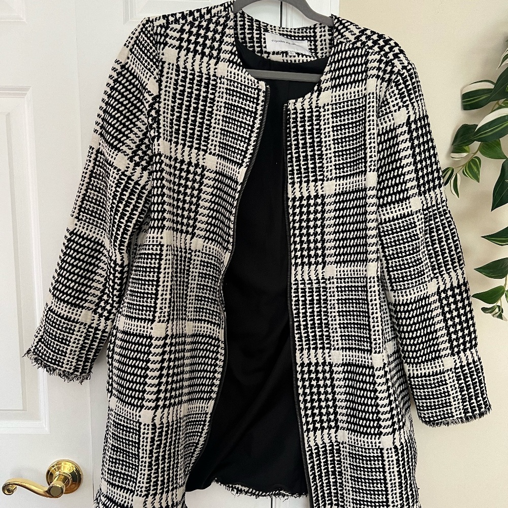 Fernando Herringbone Plaid Coat CUPCAKES AND CASHMERE Black And white Large- bea